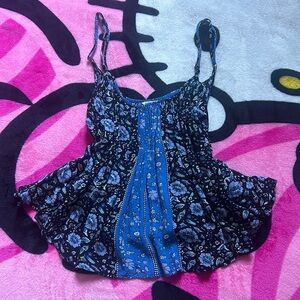 Forever 21 Blue Floral Tank Top